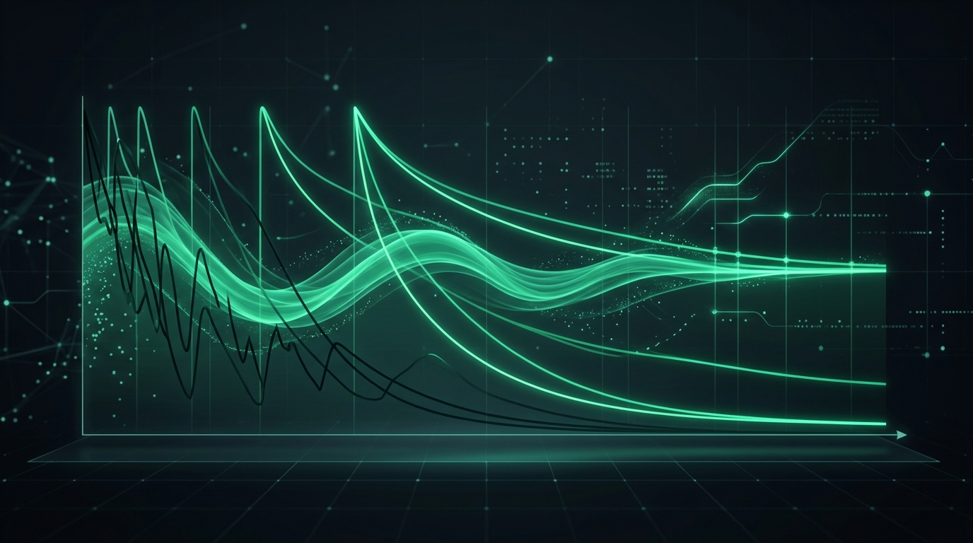 FSRS v6 algorithm dynamically optimizing memory retention curves with green light waves