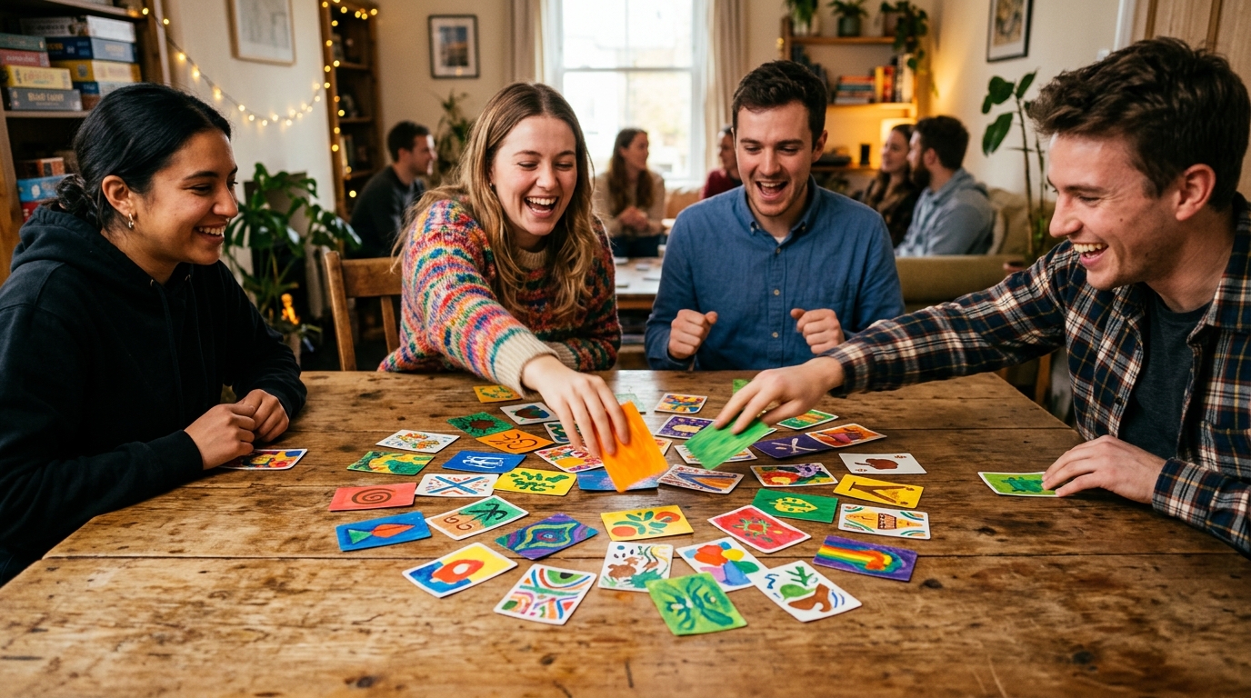 Figure 5: Physical card grabbing competitions turning history terms and science formulas into lively multiplayer games
