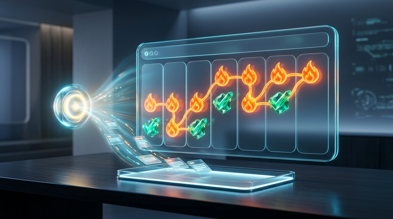 Micro-Streak Architecture: The luminous flame of an unbroken streak leverages behavioral loss aversion, while FSRS AI serves the exact cards due today without manual scheduling